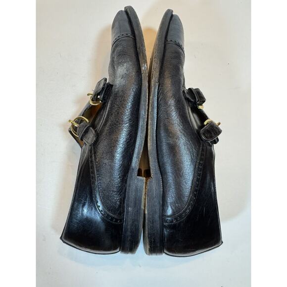 Size 11 Mezlan Portofino Monk Strap Black Leather Shoes